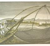 KATRAKI V., STAFNOKARI COLOR WOODCUT 24 X 40 CM. CENTER OF ENGRAVING ARTS-VASSO KATRAKI MUSEUM